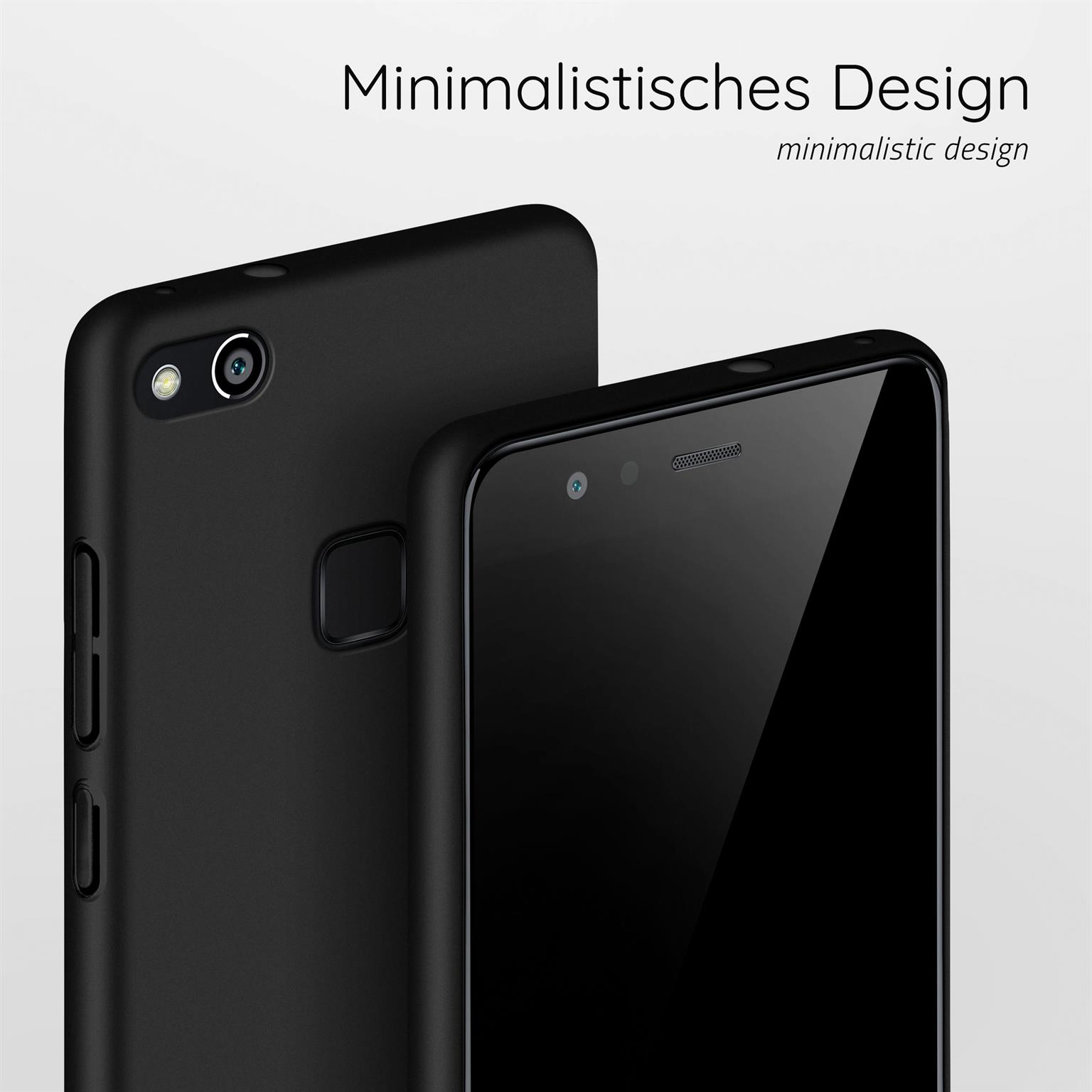 Zwei schwarze Telefone, eines mit Rückseite, eines mit Vorderseite sichtbar. Weißer Hintergrund.