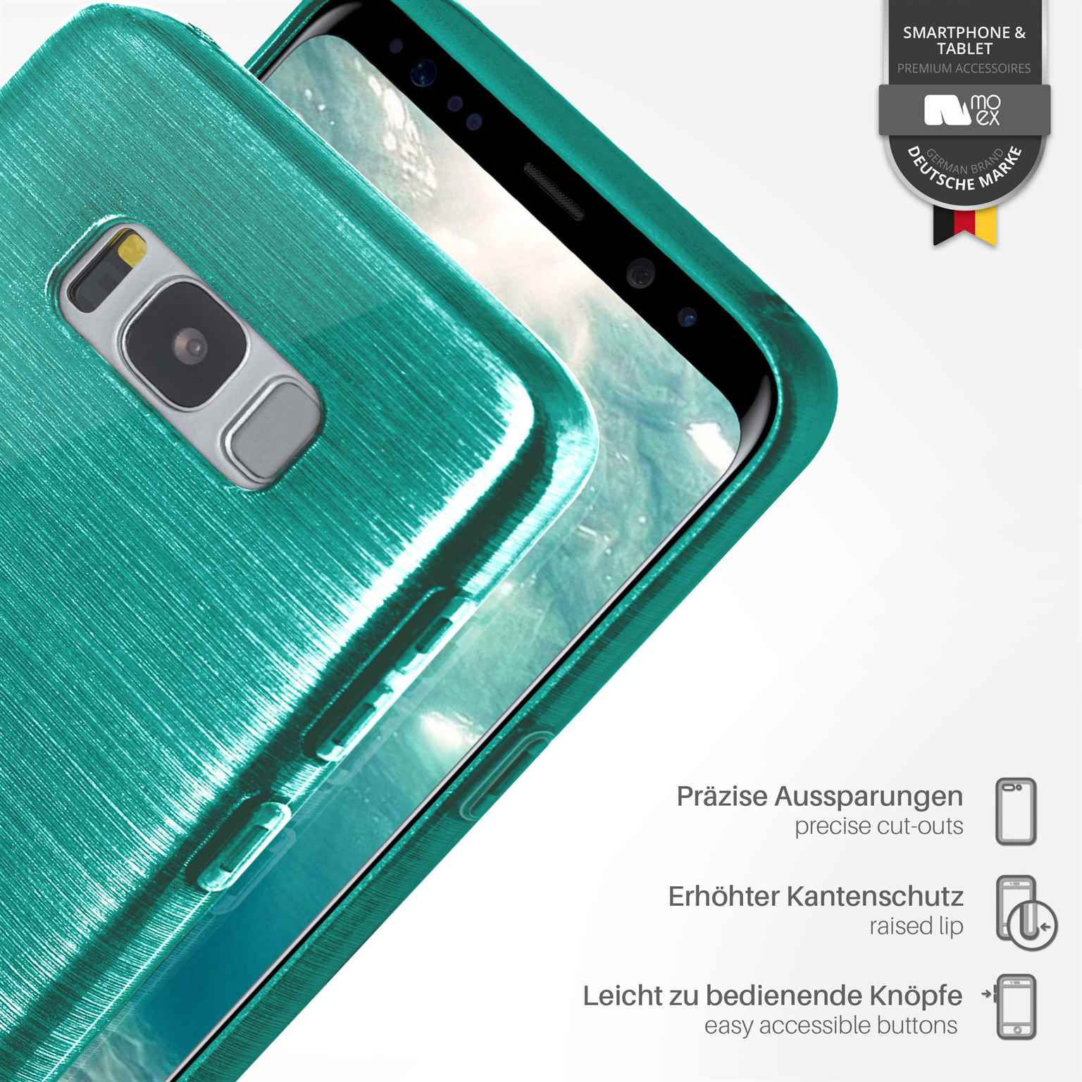 MOEX Brushed Case, Backcover, S8 Galaxy Samsung, Plus, Aqua-Cyan