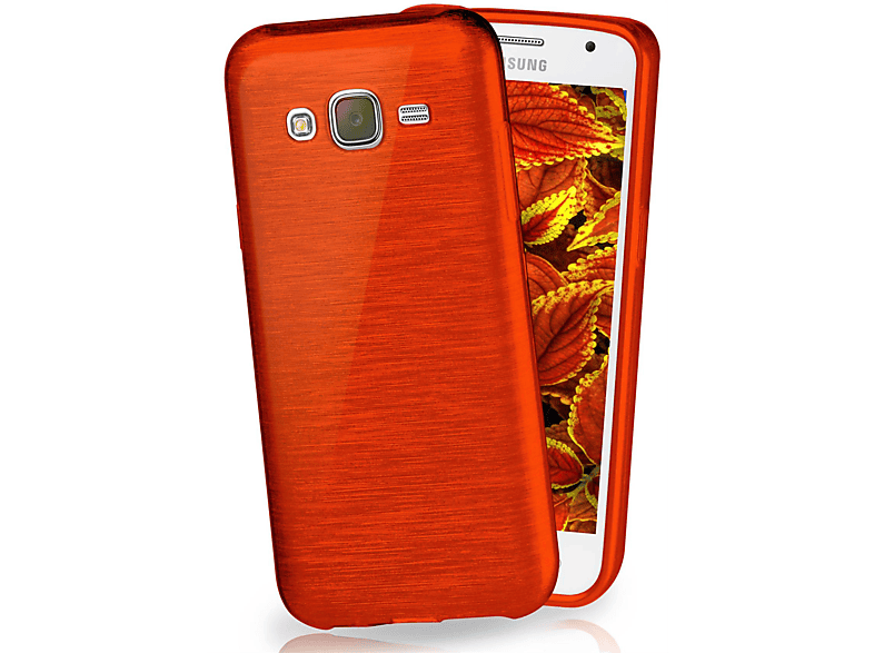 J5 Samsung, Case, (2015), Backcover, MOEX Indian-Red Galaxy Brushed
