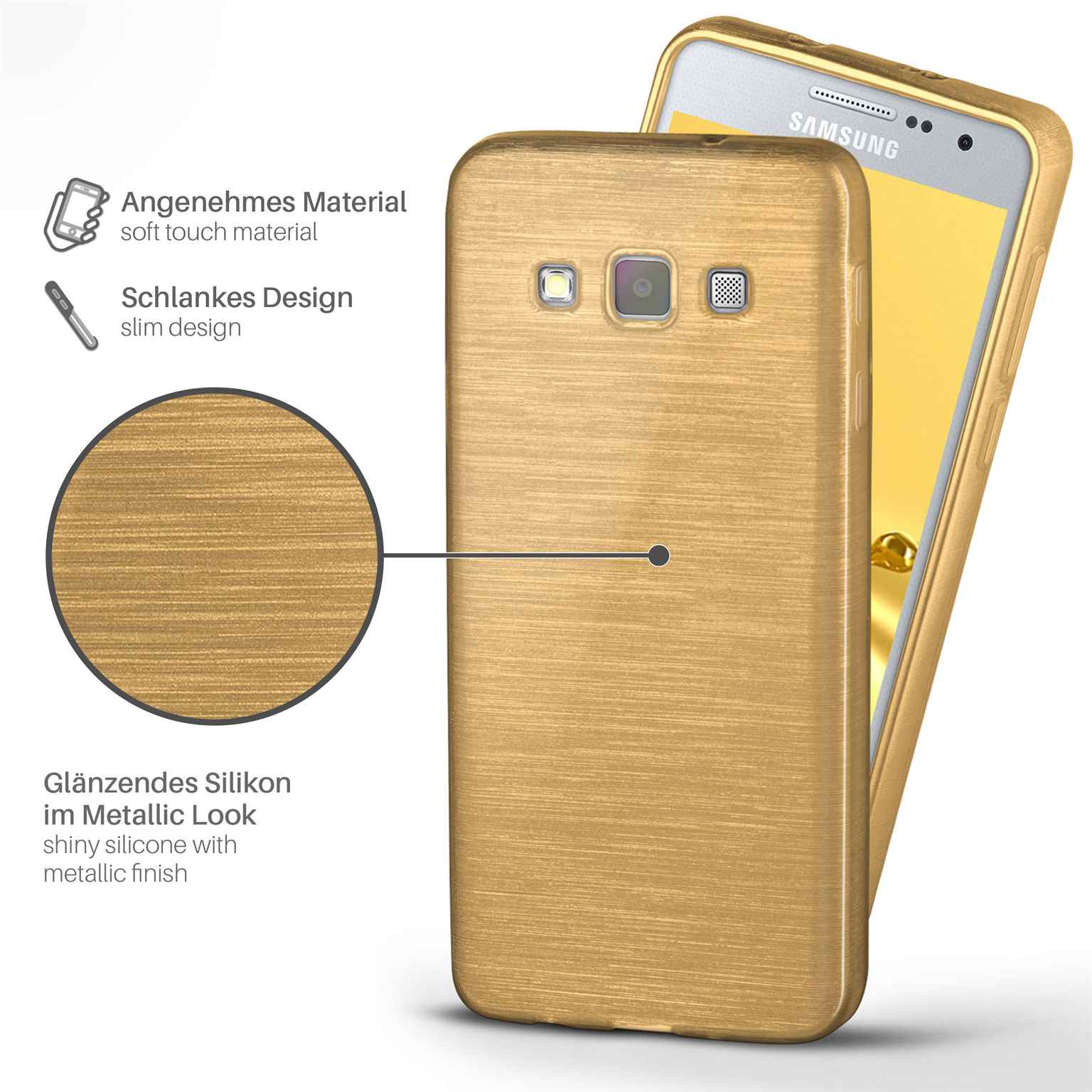 Backcover, A7 (2015), Samsung, Brushed MOEX Ivory-Gold Case, Galaxy