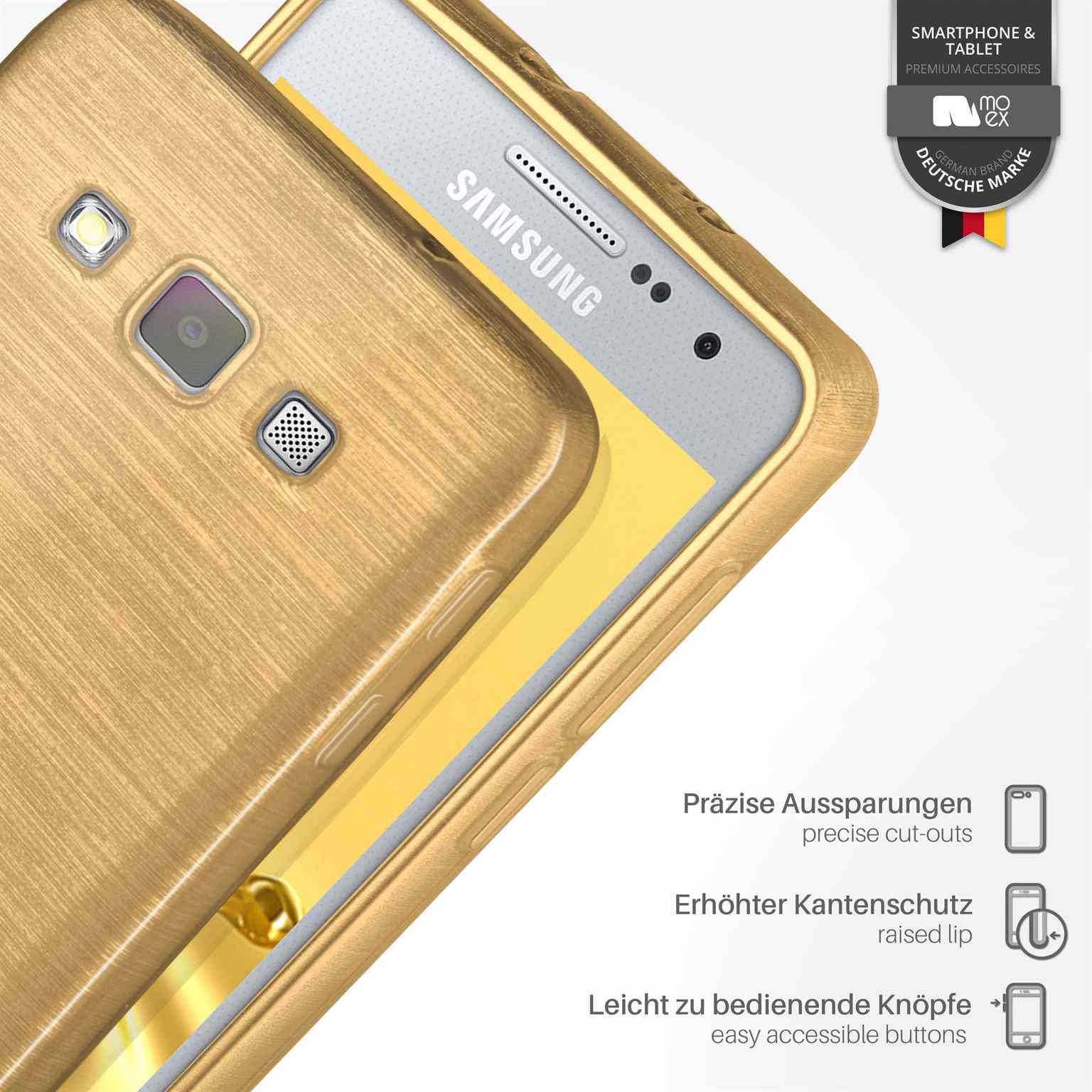 Backcover, A7 (2015), Samsung, Brushed MOEX Ivory-Gold Case, Galaxy