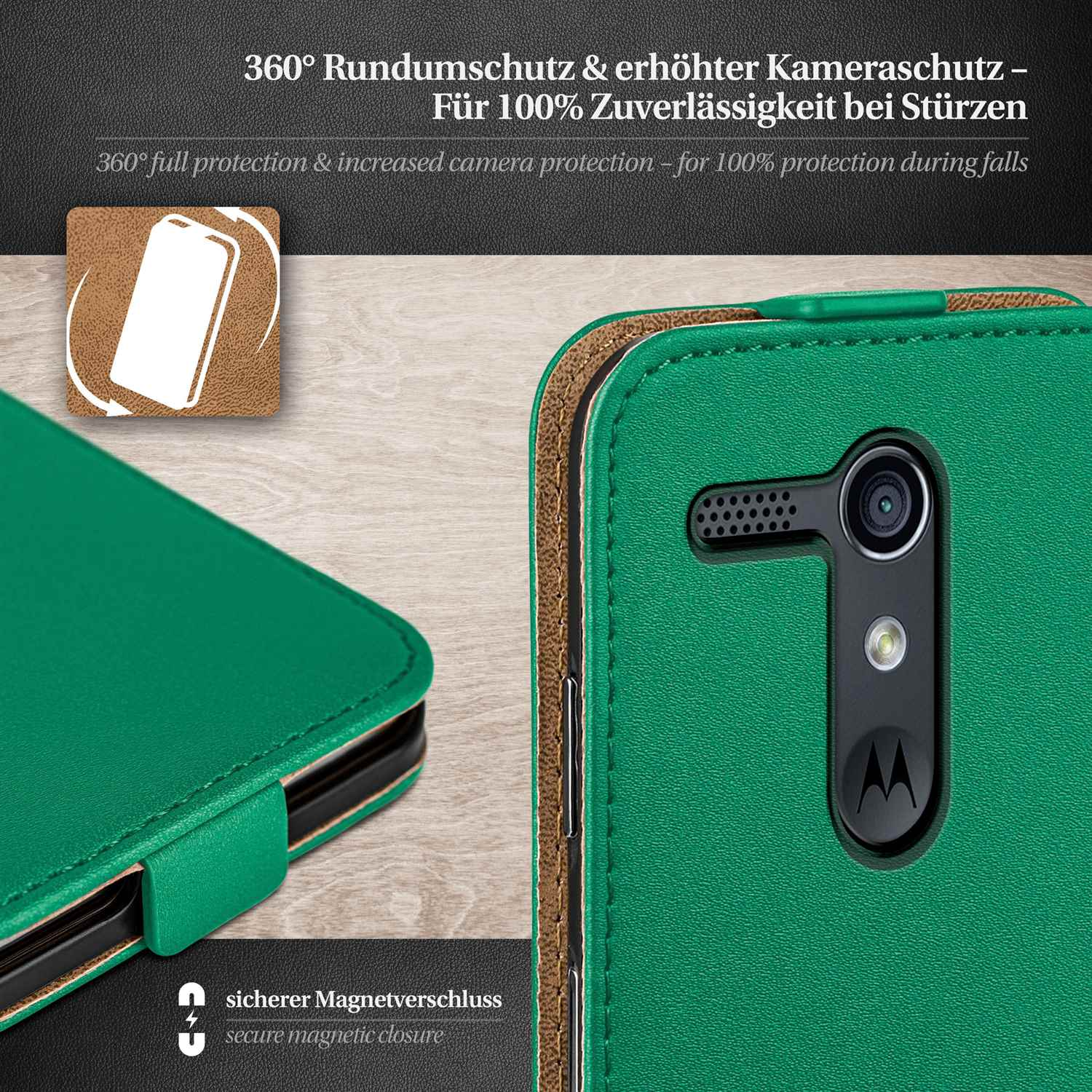 MOEX Flip Case, Flip Cover, Motorola, Moto G, Emerald-Green