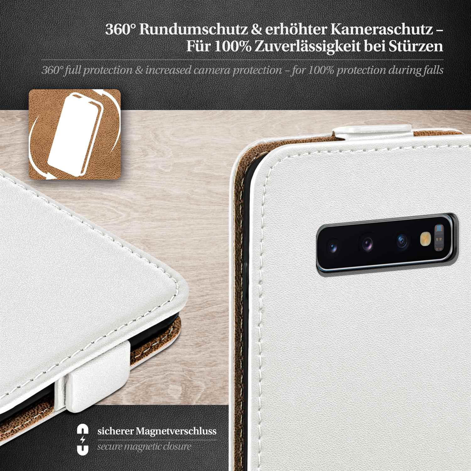 Pearl-White S10 Cover, Flip MOEX Plus, Samsung, Case, Flip Galaxy