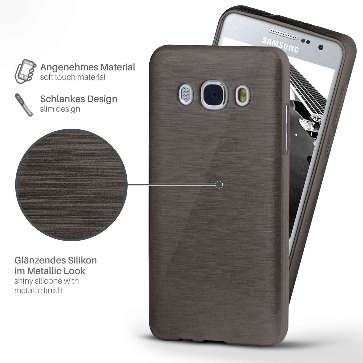 J7 Backcover, Brushed Case, (2016), MOEX Galaxy Samsung, Slate-Black