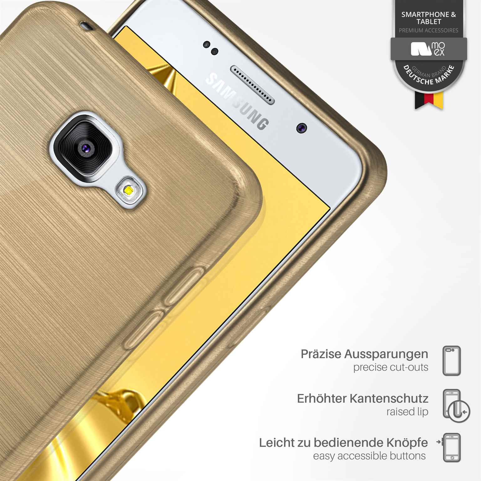 Brushed Galaxy Samsung, Ivory-Gold Case, A5 (2016), Backcover, MOEX