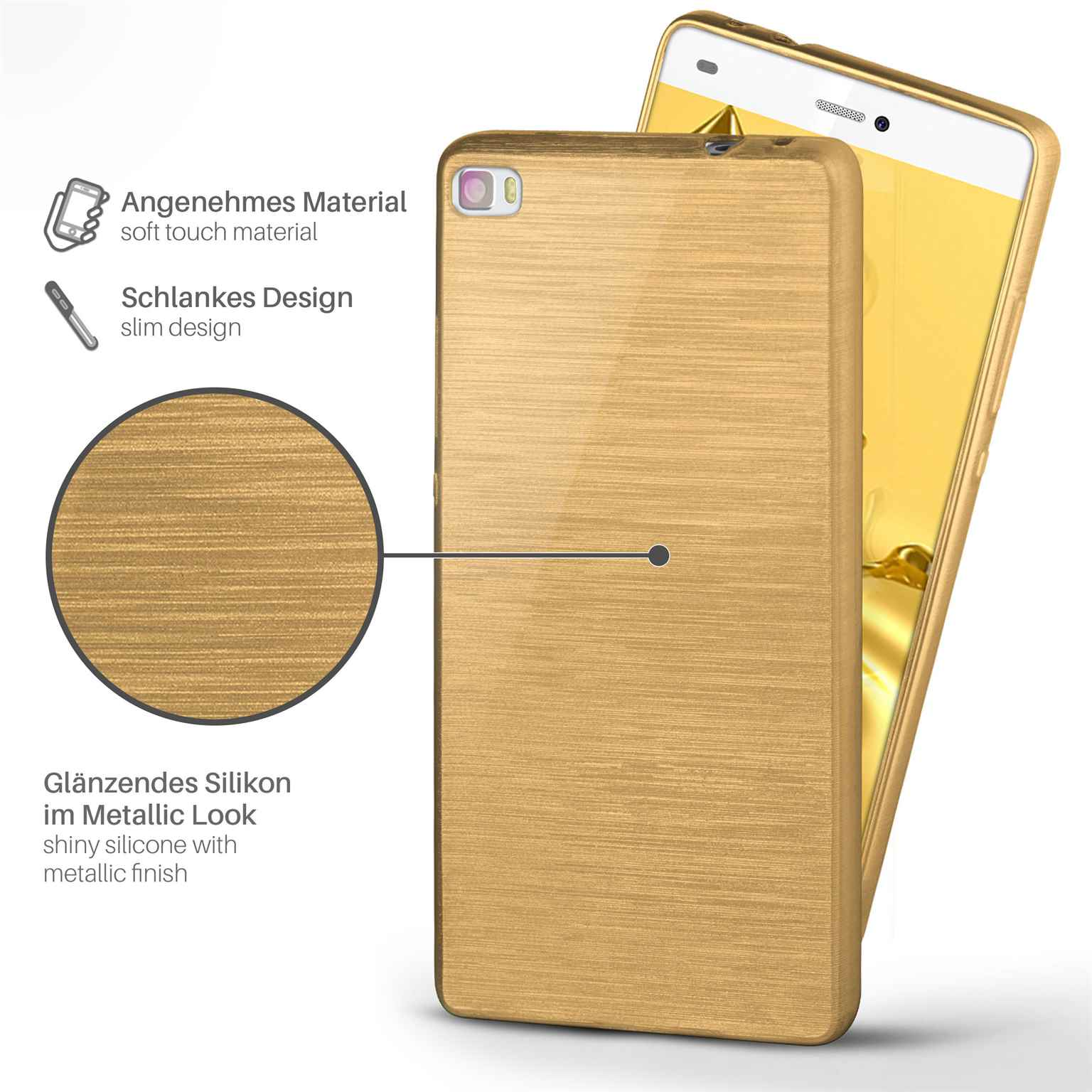 Huawei, 2015, Backcover, MOEX Case, Ivory-Gold Brushed Lite P8