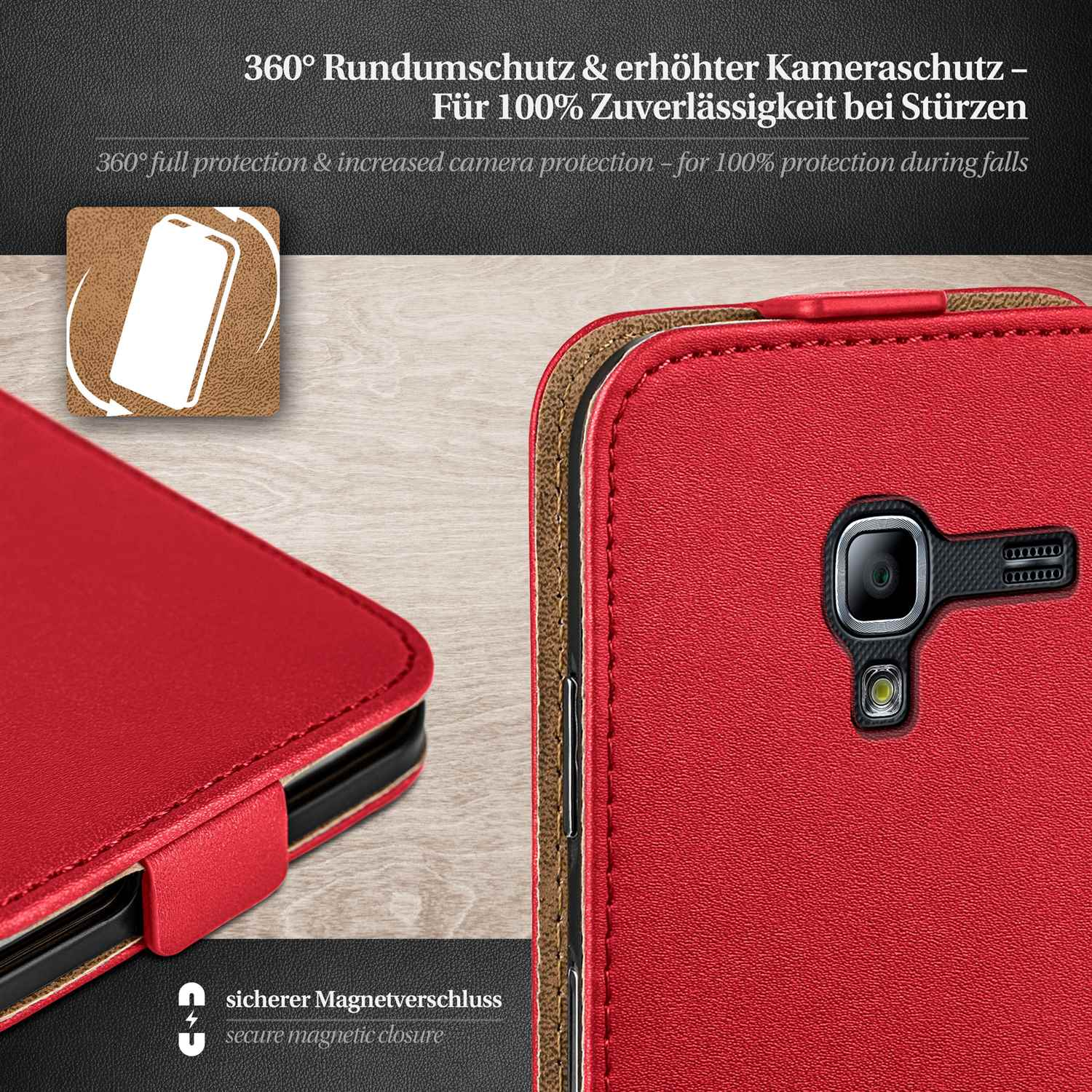 2, Galaxy Cover, Flip Flip Case, MOEX Ace Samsung, Blazing-Red
