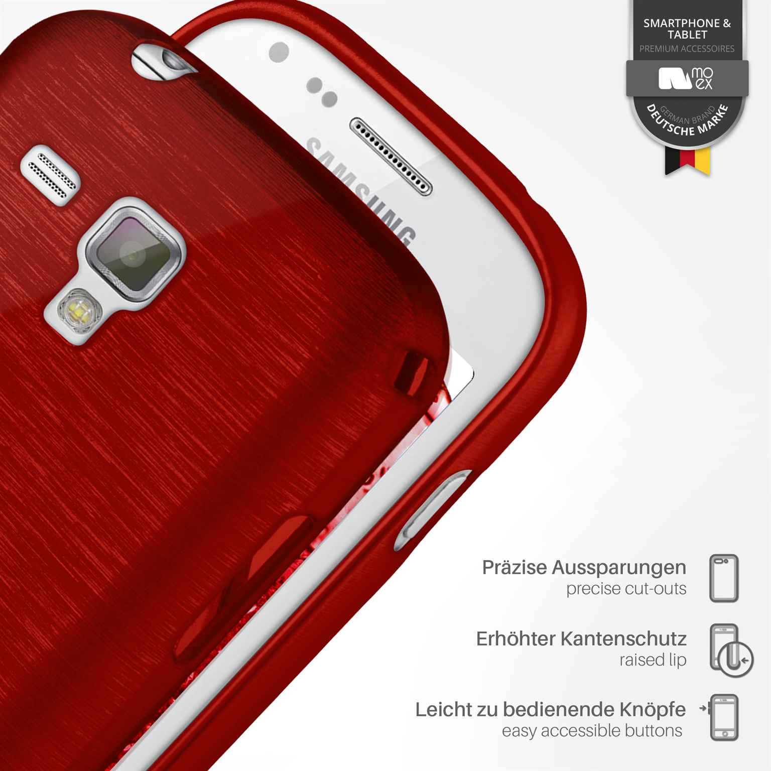 MOEX Brushed Crimson-Red Backcover, Galaxy Duos Case, 2, Samsung, S