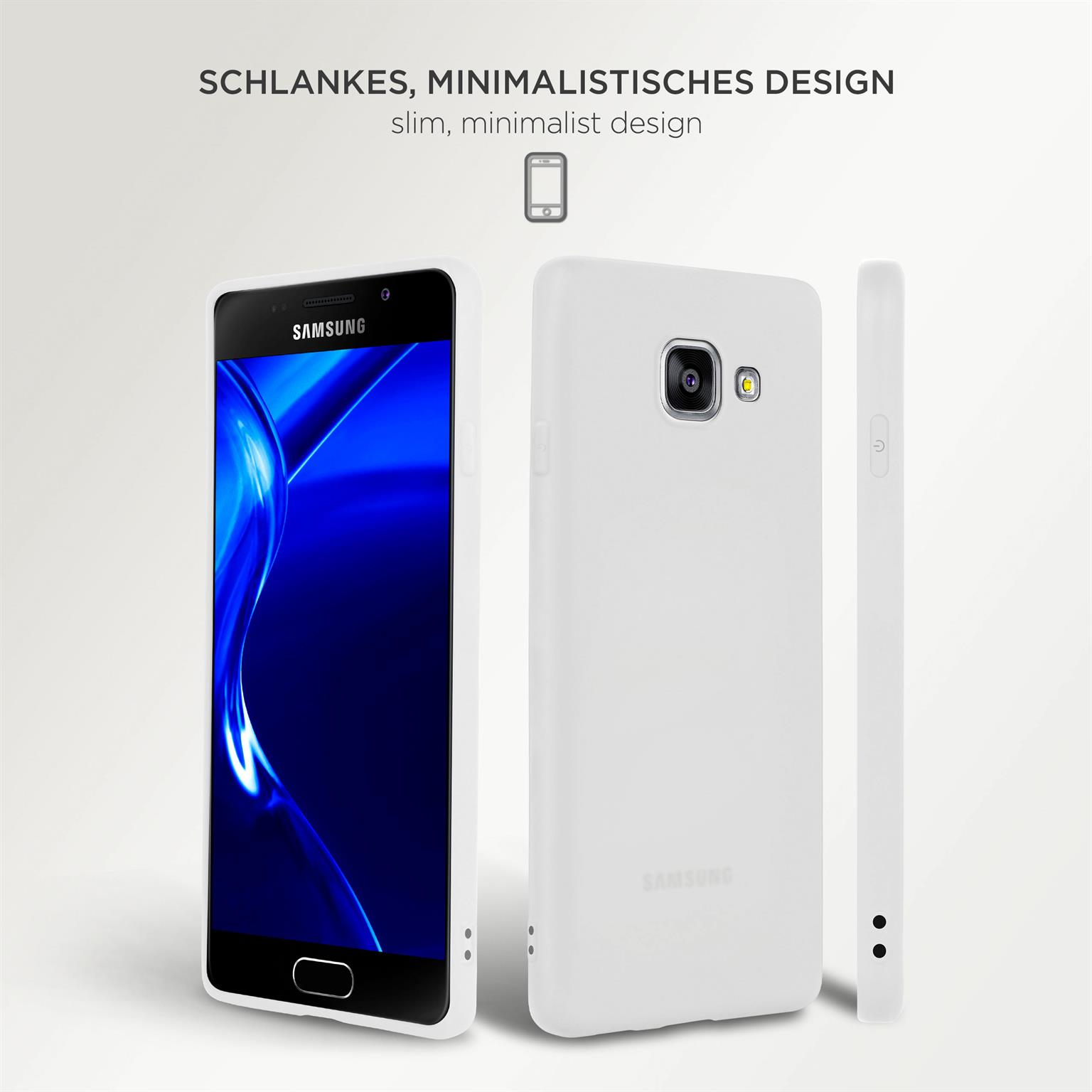 Weiße Handyhülle mit einem Telefon darin. Zwei Hüllen werden angezeigt, eine mit dem Telefon, die andere leer.