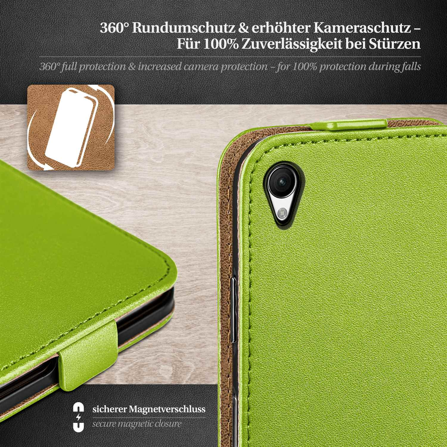 MOEX Flip Case, Flip Xperia Lime-Green Cover, Sony, Z2