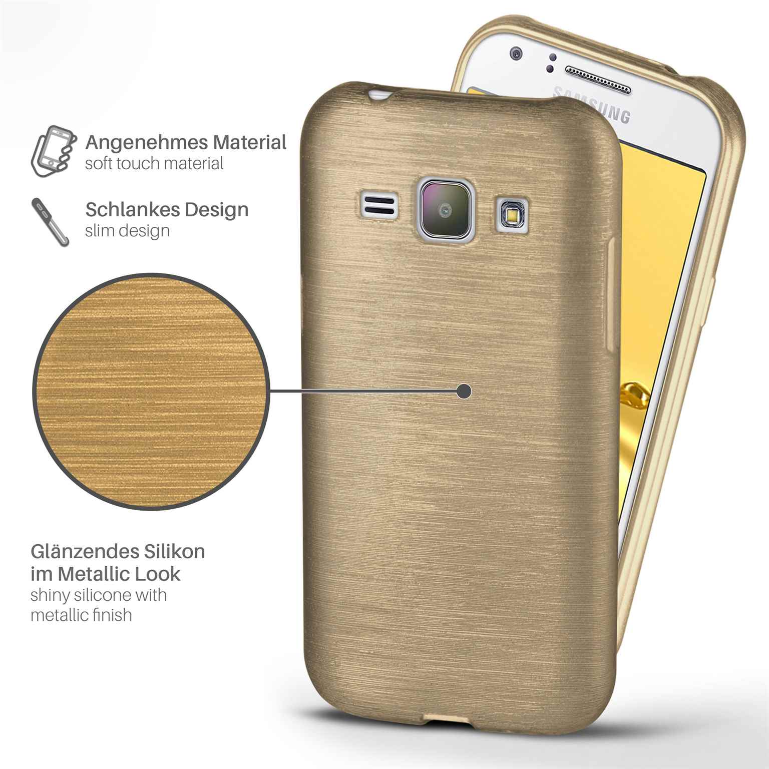 MOEX Brushed Case, Ivory-Gold Galaxy (2015), Samsung, Backcover, J1