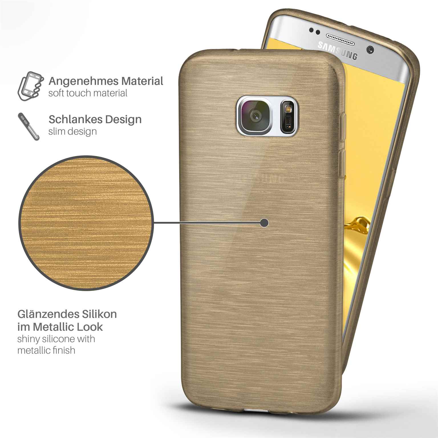 MOEX Brushed Case, Backcover, Samsung, Ivory-Gold Edge, S7 Galaxy