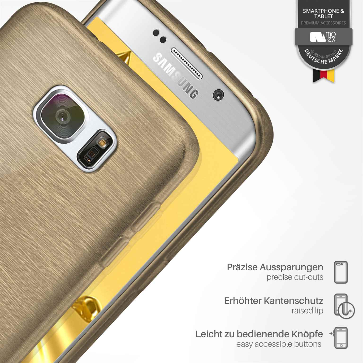 MOEX Brushed Samsung, Backcover, Case, Galaxy Ivory-Gold S7 Edge,