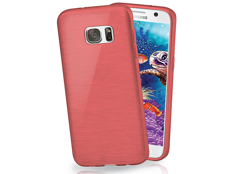 MOEX Backcover, Case, Coral-Red Galaxy S7, Brushed Samsung,