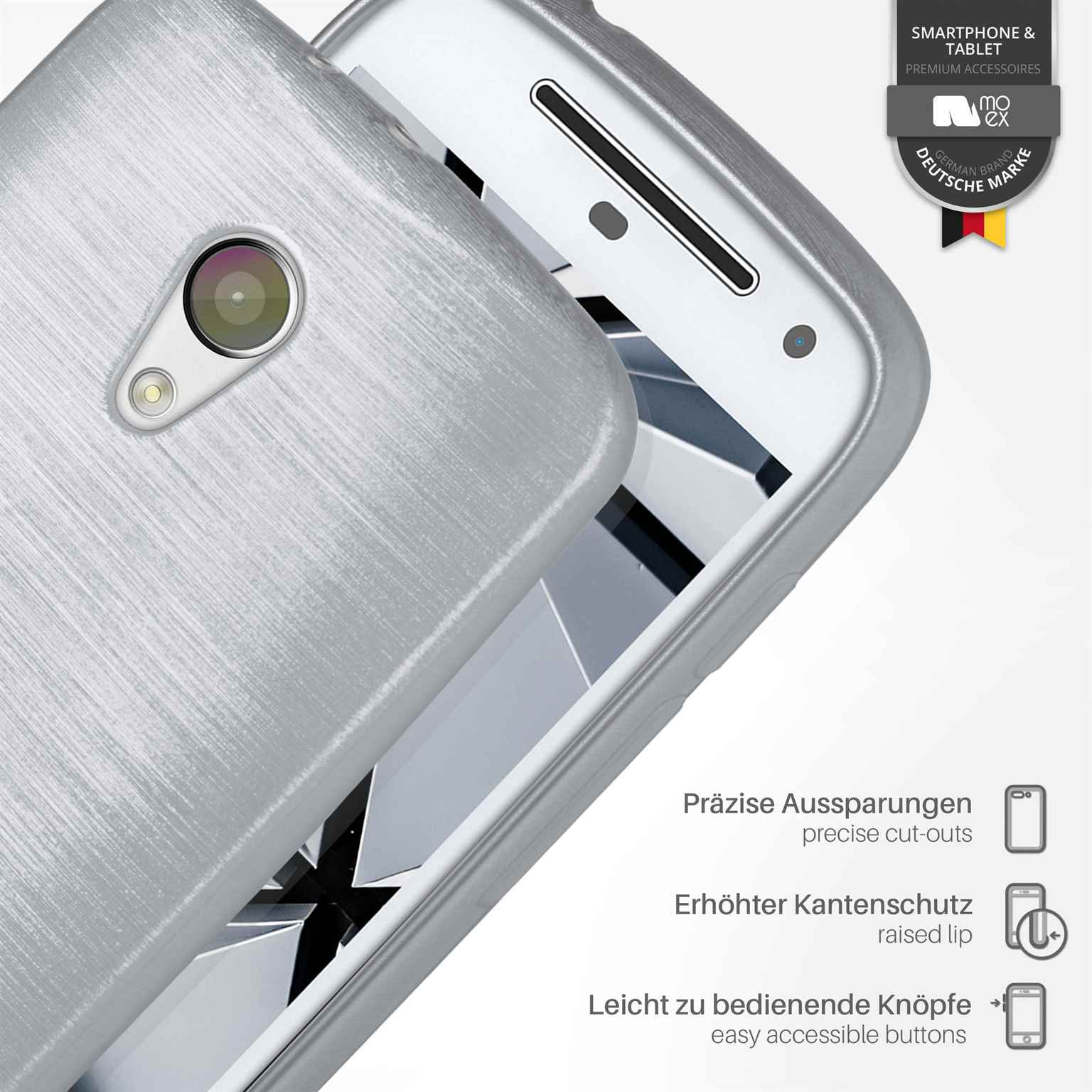 G2, MOEX Platin-Silver Backcover, Case, Brushed Moto Motorola,
