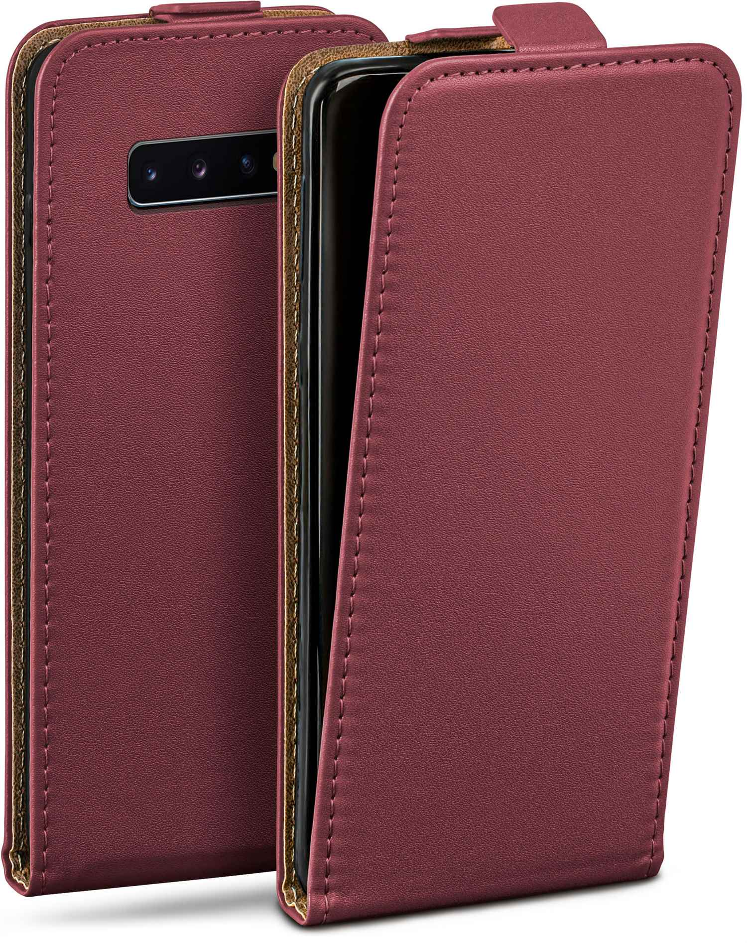 MOEX Flip Flip Cover, Plus, S10 Galaxy Case, Samsung, Maroon-Red
