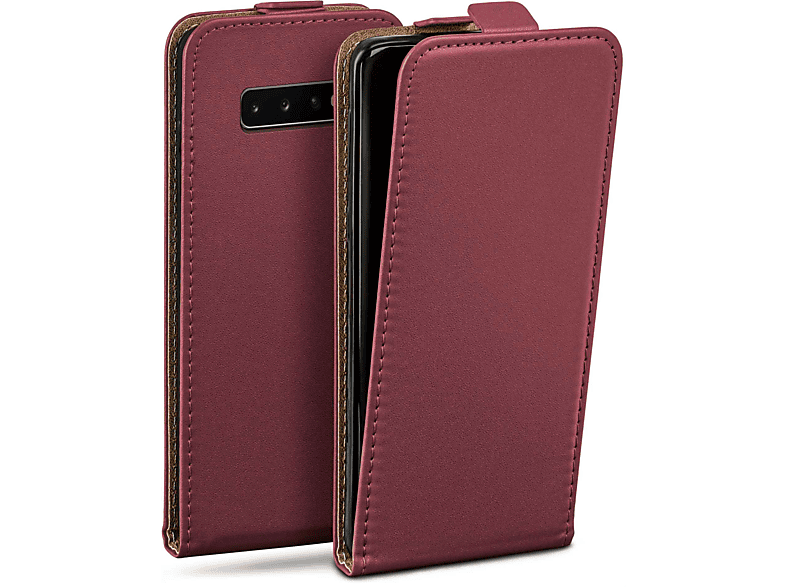 Flip Case, Flip S10 Cover, Maroon-Red Galaxy Samsung, Plus, MOEX