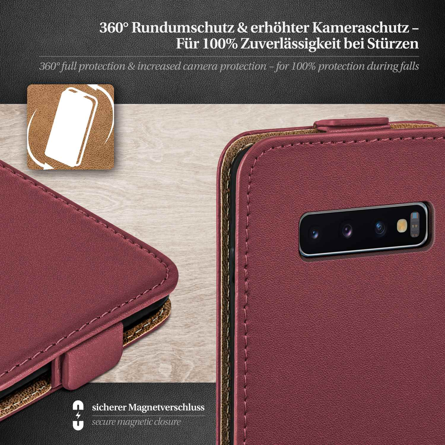 MOEX Flip Case, Plus, Cover, S10 Samsung, Galaxy Flip Maroon-Red