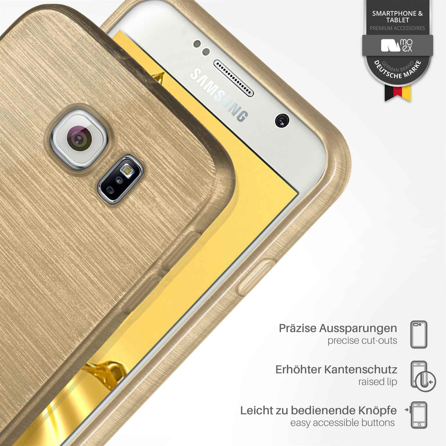 Ivory-Gold Backcover, Case, Galaxy MOEX Brushed S6, Samsung,