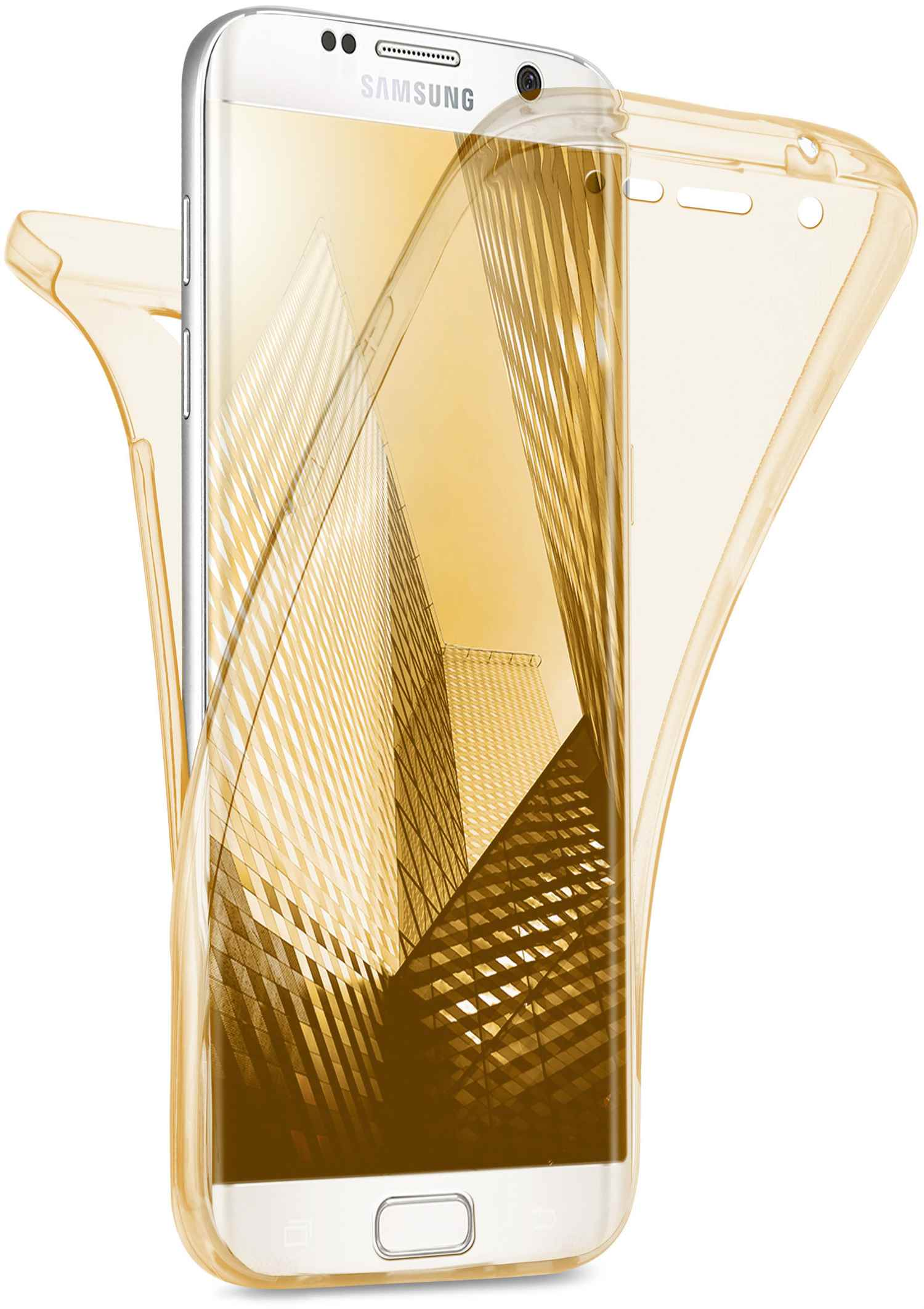 S7 Gold Galaxy Edge, Full MOEX Case, Double Samsung, Cover,