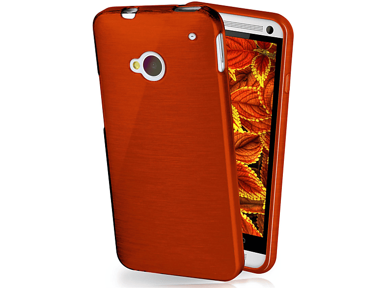 One MOEX M7, Backcover, HTC, Indian-Red Case, Brushed