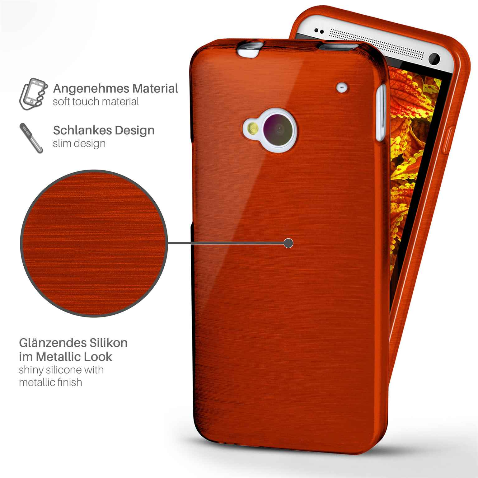 One MOEX Brushed M7, Case, Backcover, Indian-Red HTC,