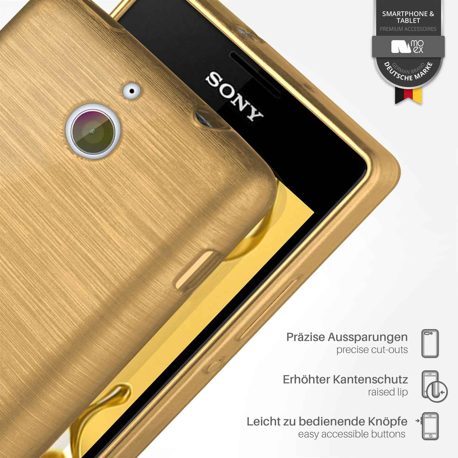 MOEX Brushed Sony, Case, Backcover, Ivory-Gold E1, Xperia
