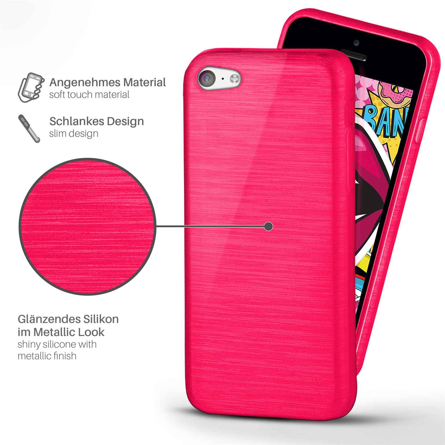 MOEX Case, Backcover, Magenta-Pink Brushed 5c, Apple, iPhone