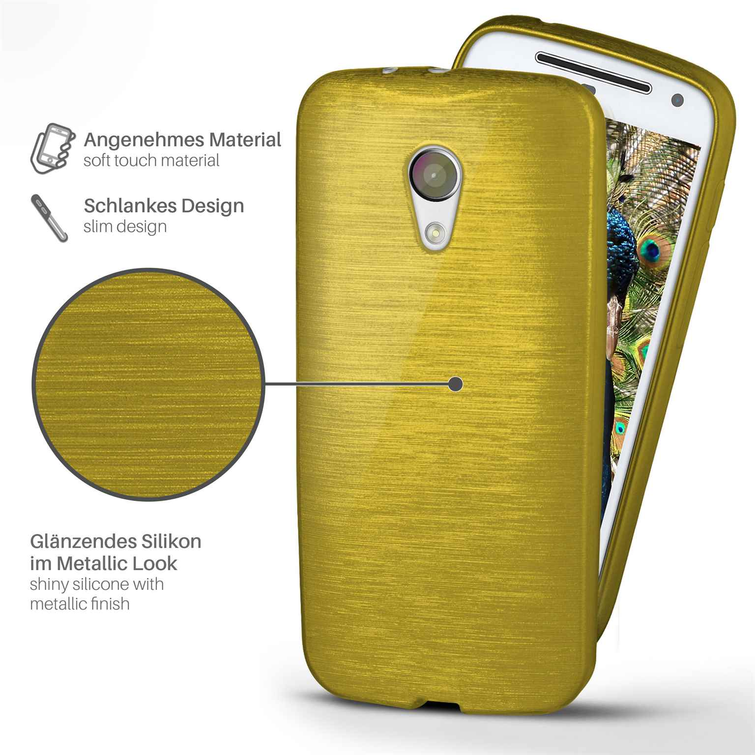 Brushed Moto Motorola, Case, MOEX Lime-Green Backcover, G2,