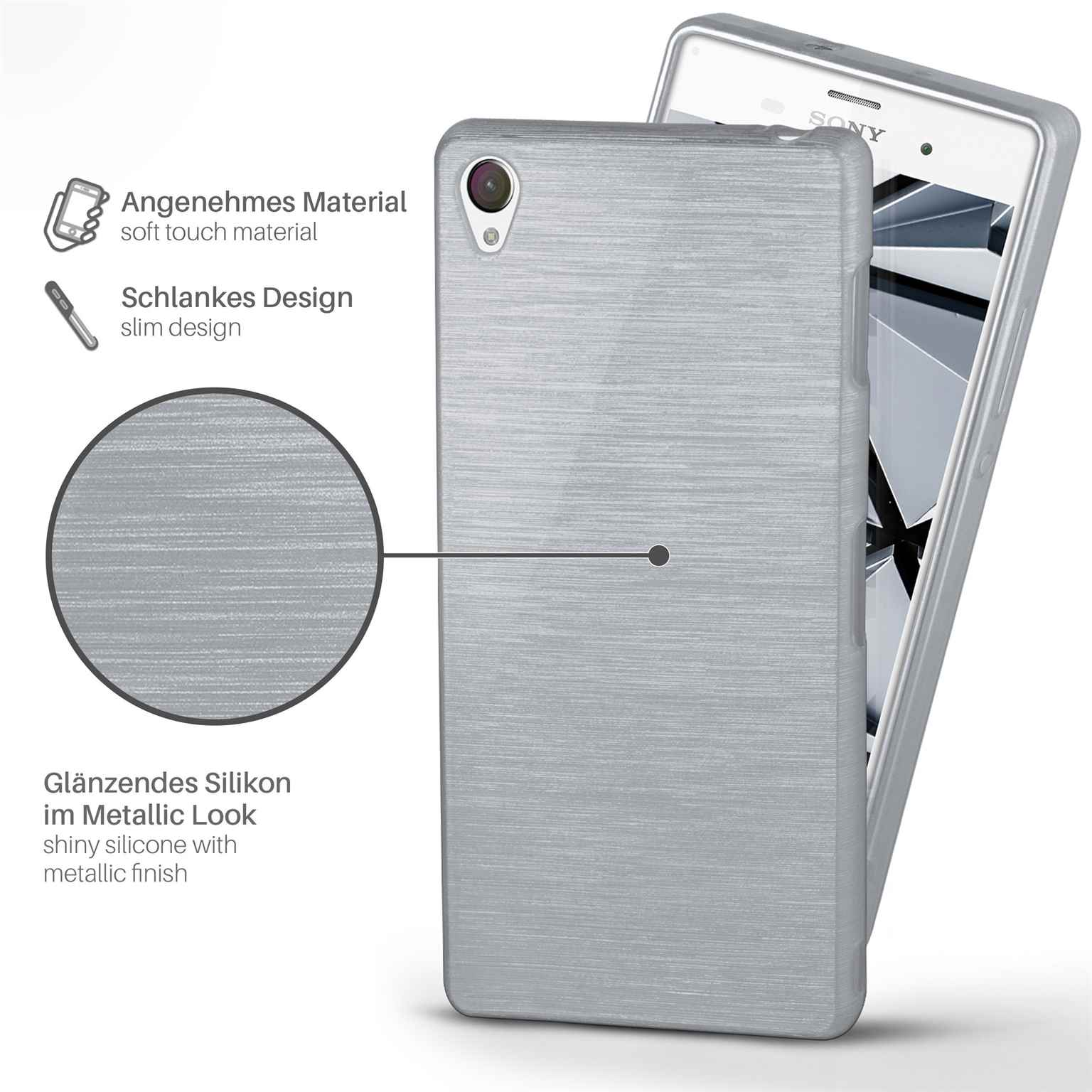 Platin-Silver Z3, Backcover, Brushed MOEX Sony, Xperia Case,