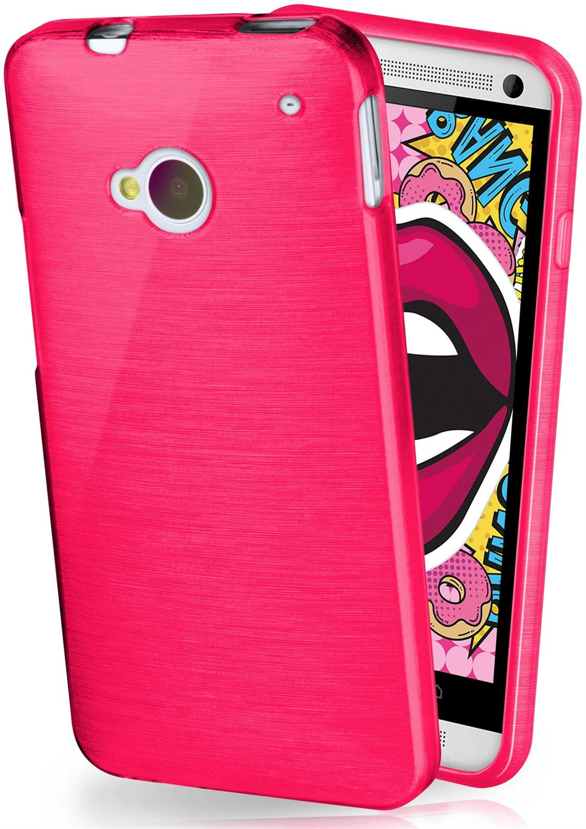 MOEX Brushed Backcover, M7, Case, One HTC, Magenta-Pink