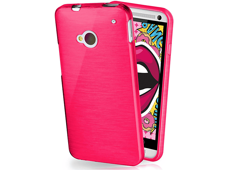 M7, Magenta-Pink Brushed MOEX HTC, One Backcover, Case,