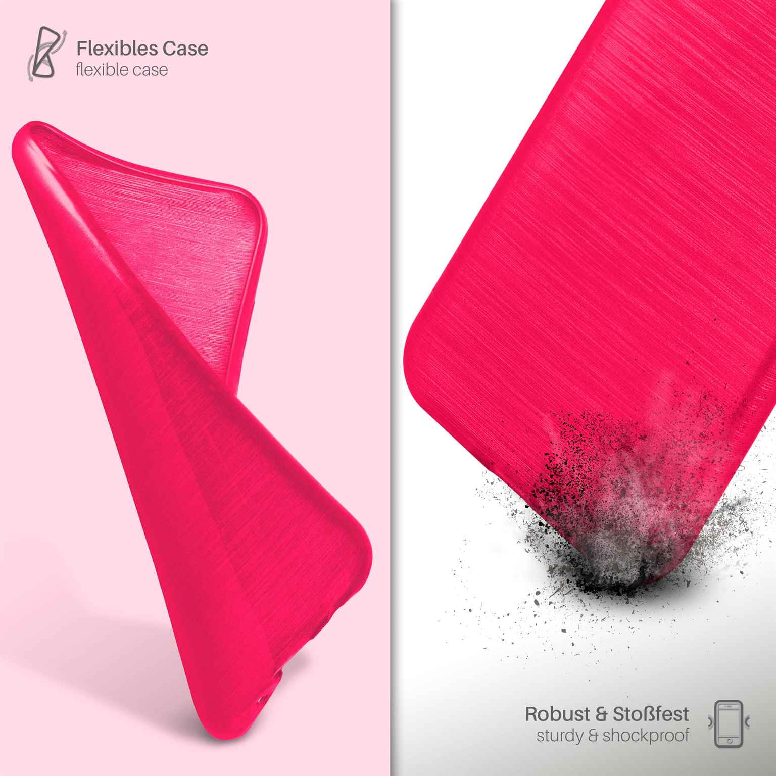 MOEX Brushed Case, Backcover, HTC, One M7, Magenta-Pink