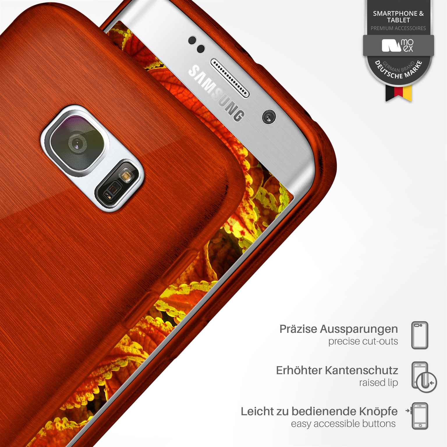 S7 Backcover, Samsung, MOEX Brushed Edge, Case, Galaxy Indian-Red
