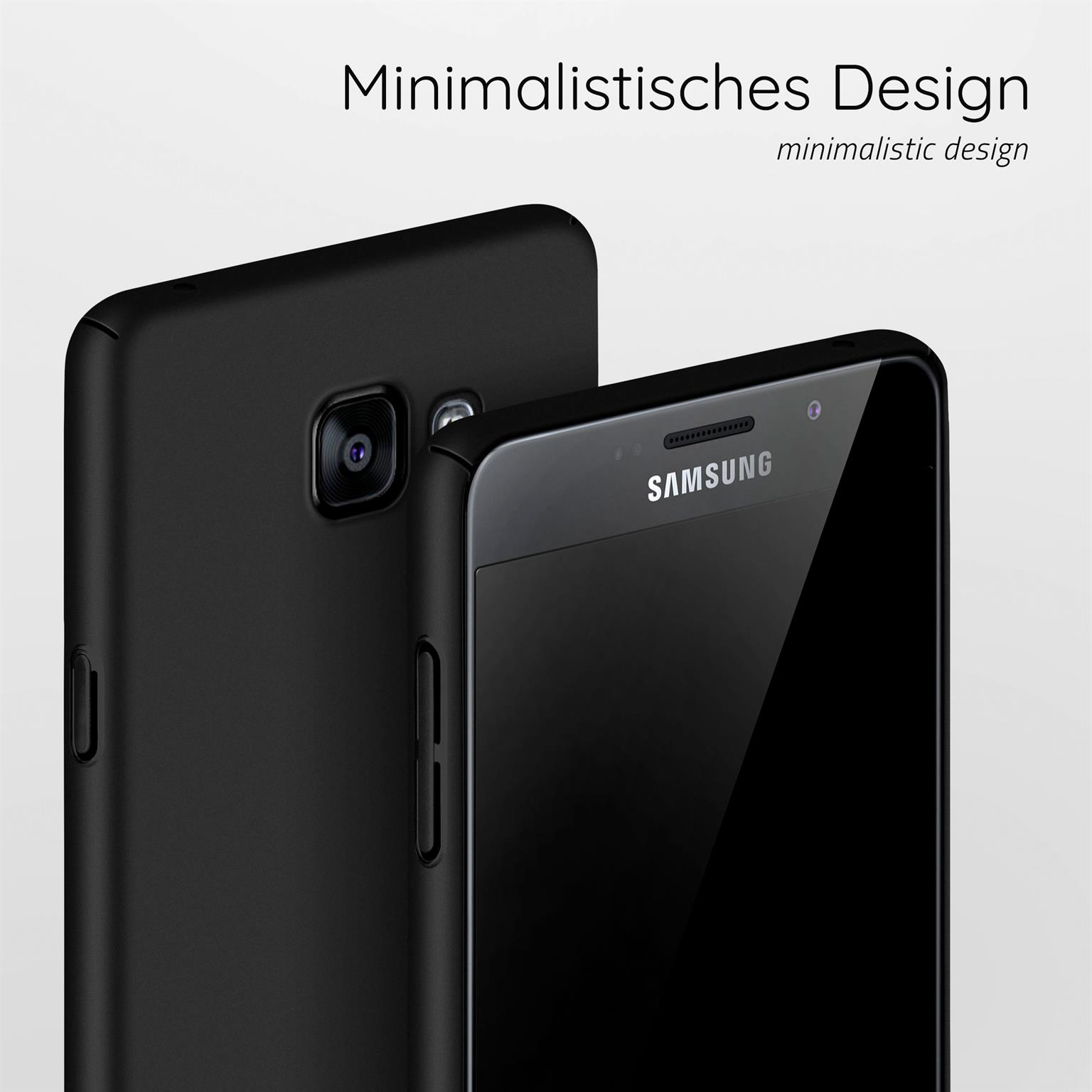 Zwei schwarze Telefone, eines mit schwarzer Hülle. Weißer Hintergrund.