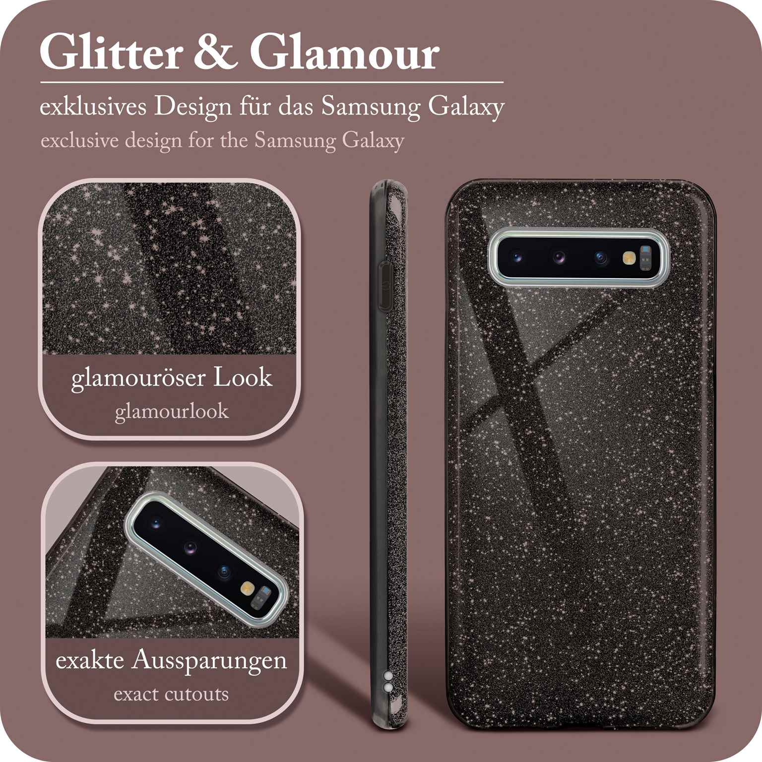 ONEFLOW Glitter Case, Backcover, Samsung, Plus, S10 Glamour Galaxy Black 