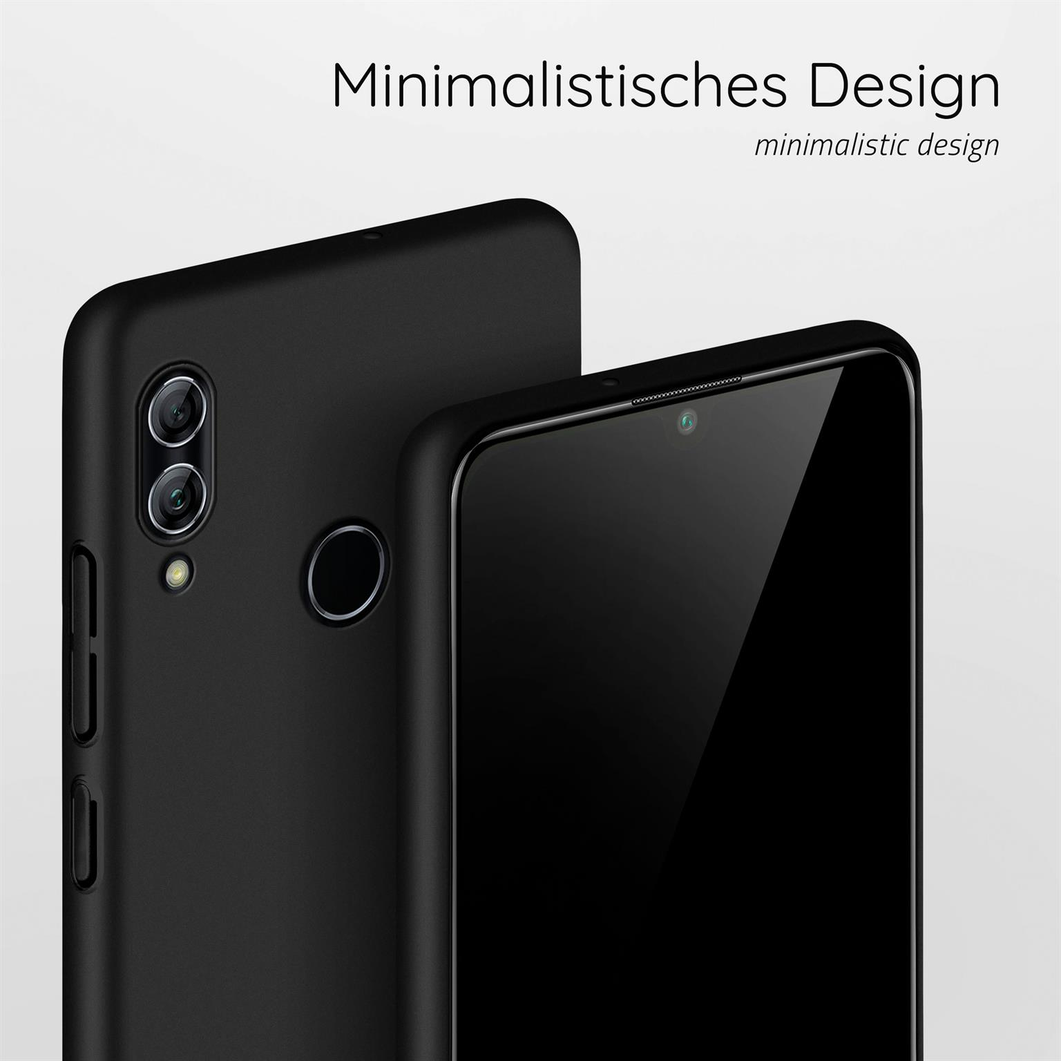 Schwarze Handyhülle mit schwarzem Telefon, minimalistisches Design.