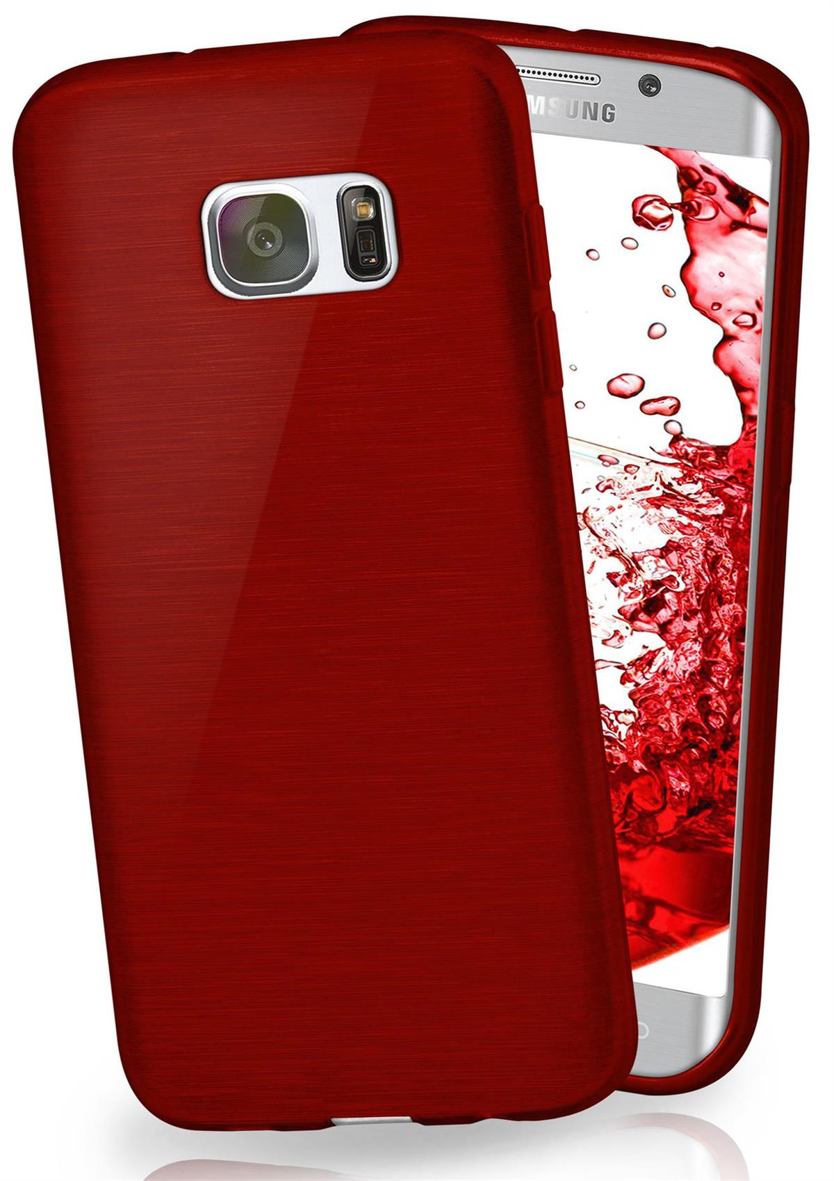 Crimson-Red MOEX S7 Edge, Brushed Galaxy Case, Backcover, Samsung,