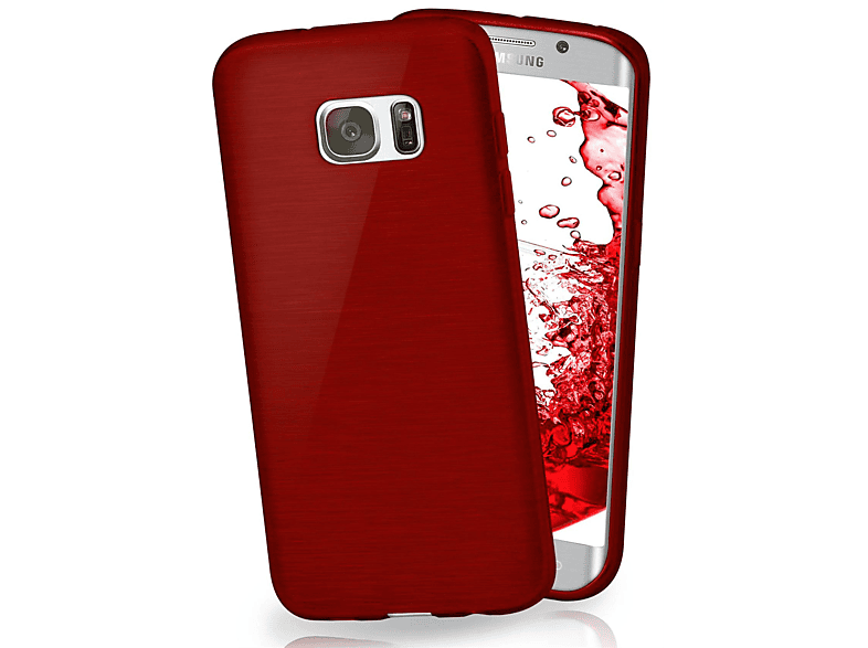 S7 Brushed Galaxy Edge, Case, Crimson-Red Samsung, Backcover, MOEX