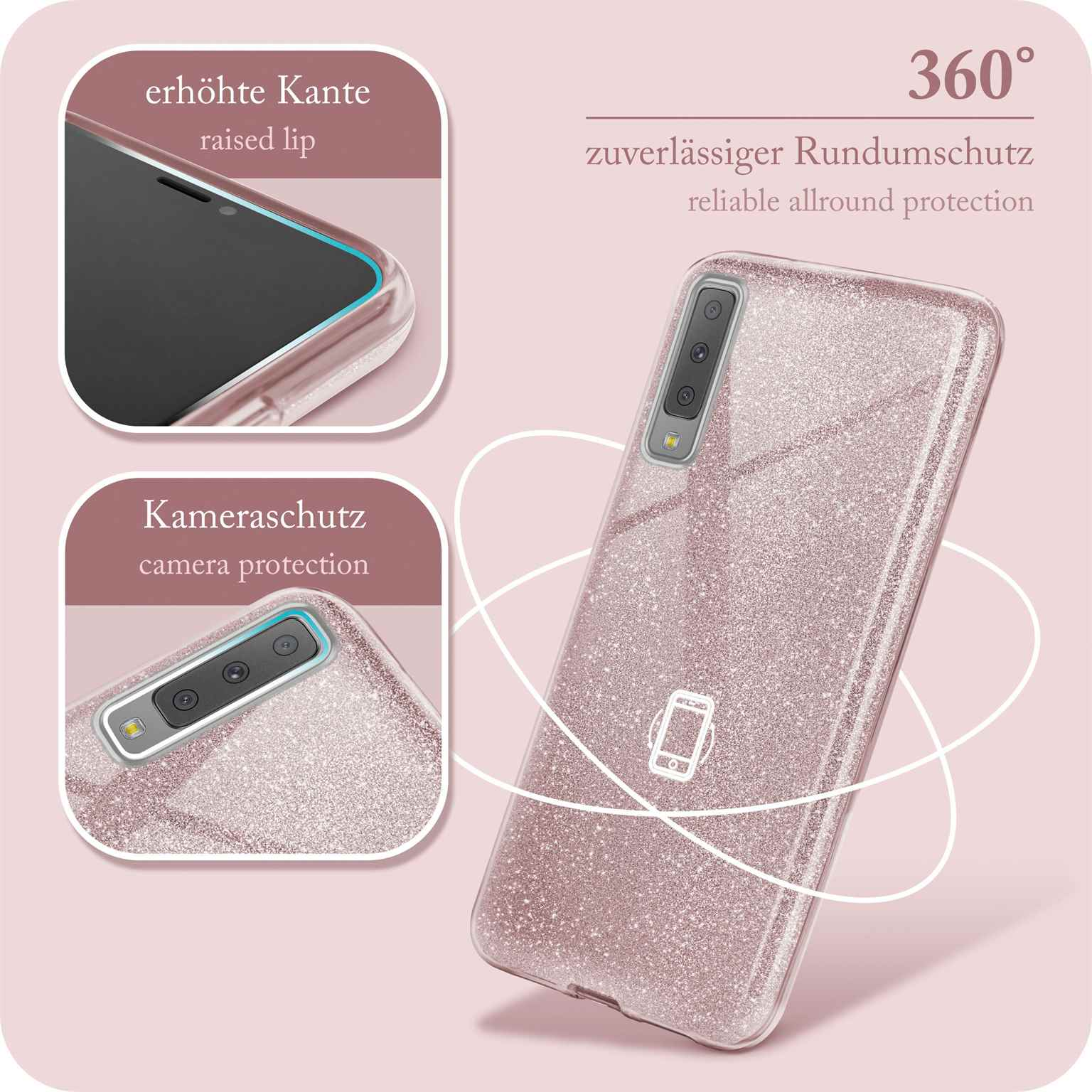 Galaxy Glitter Gloss (2018), ONEFLOW Backcover, Rosé Case, - A7 Samsung,