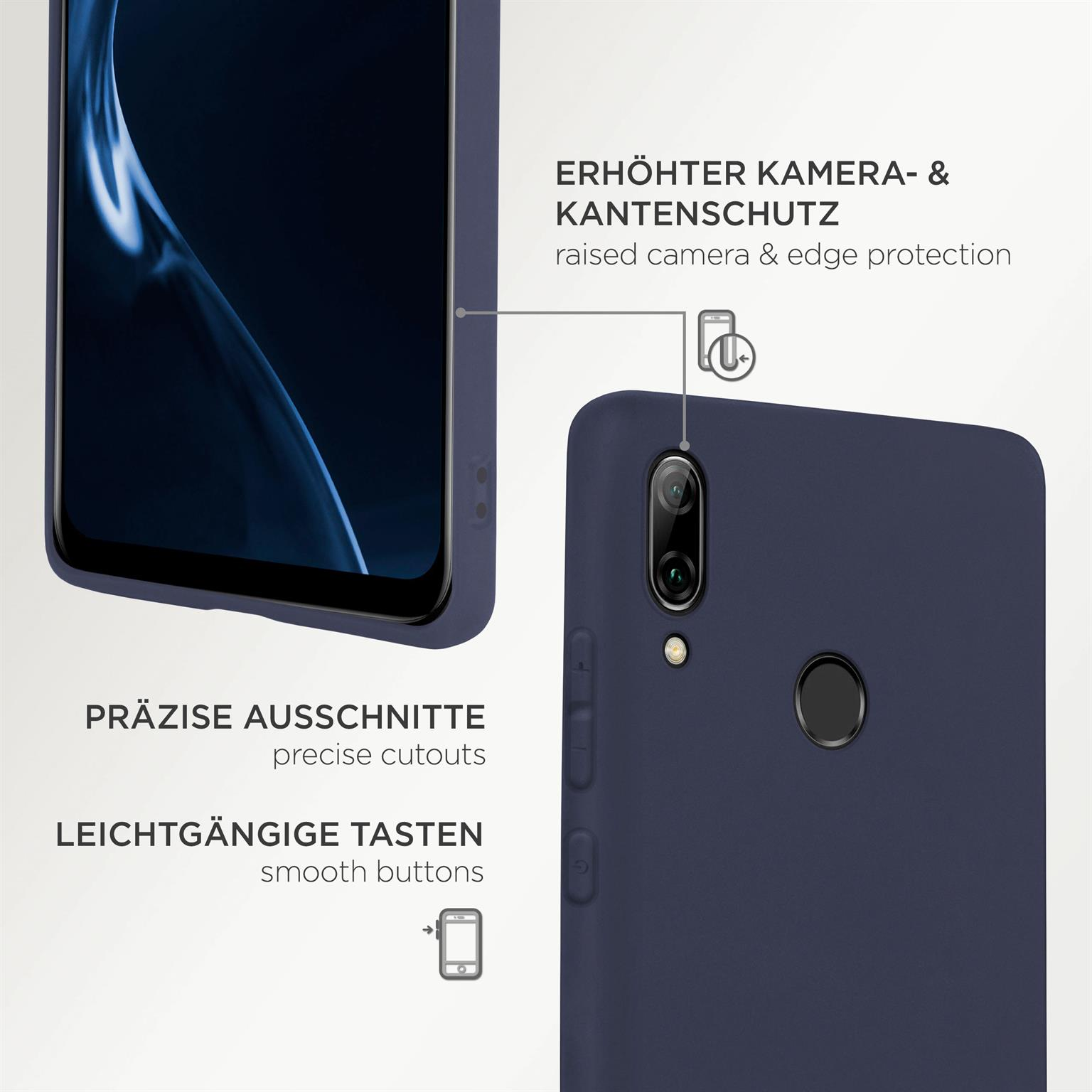 Marineblaue Handyhülle mit präzisen Aussparungen, erhöhtem Kameraschutz und glatten Knöpfen.
