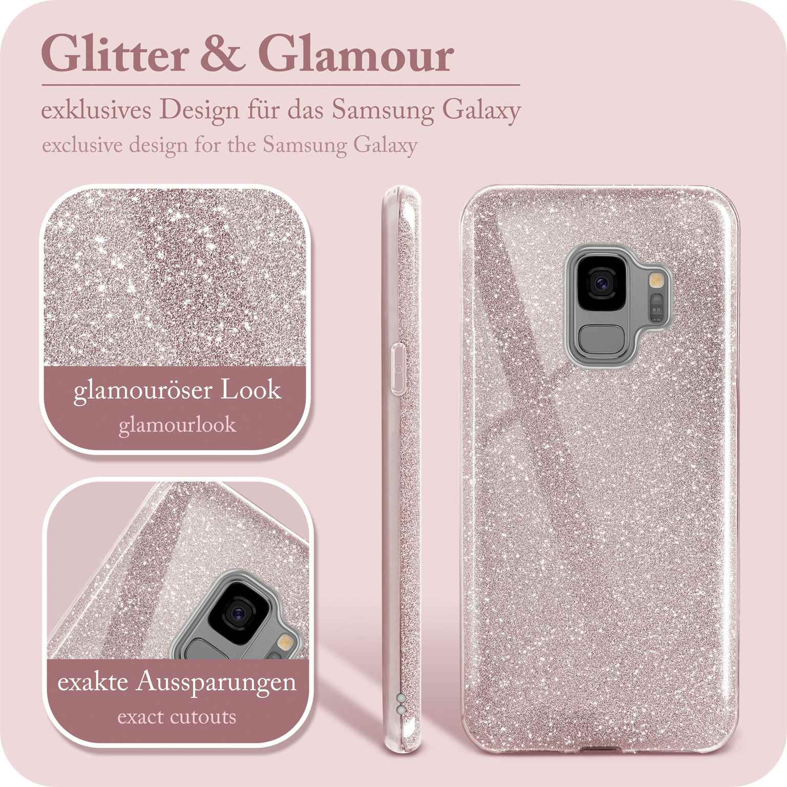 ONEFLOW Glitter Case, Backcover, Gloss Rosé - S9, Galaxy Samsung