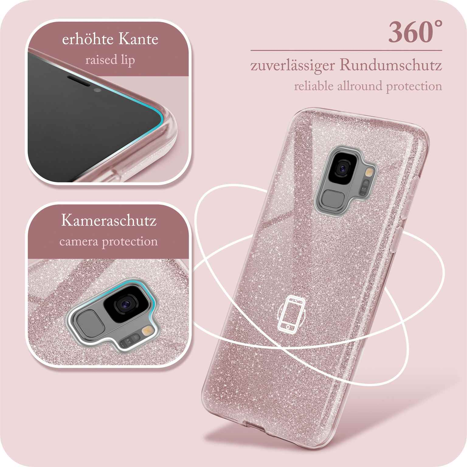ONEFLOW Glitter Case, - Galaxy Rosé Samsung, Backcover, Gloss S9