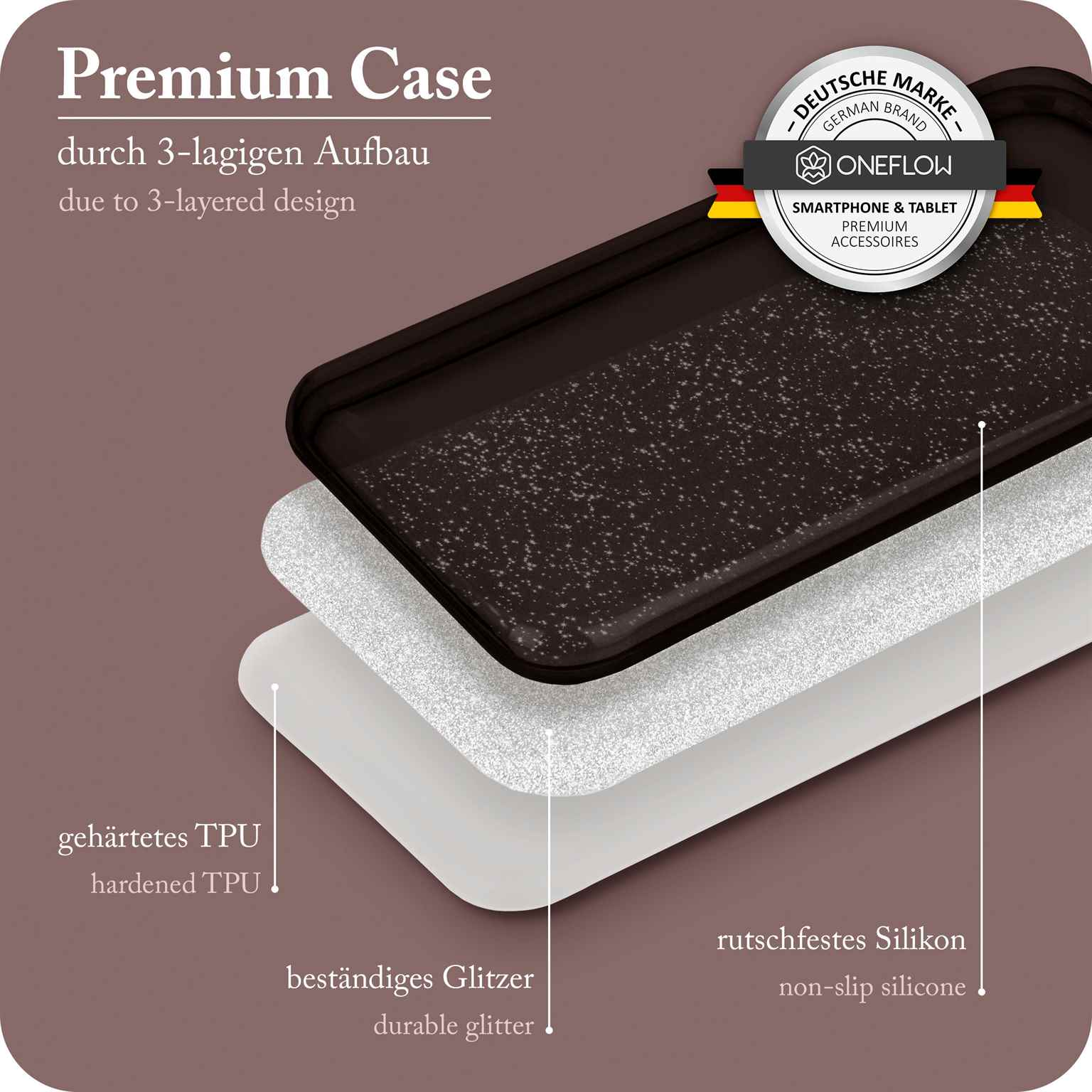 ONEFLOW Glitter Case, Backcover, Samsung, Black A70, Galaxy - Glamour