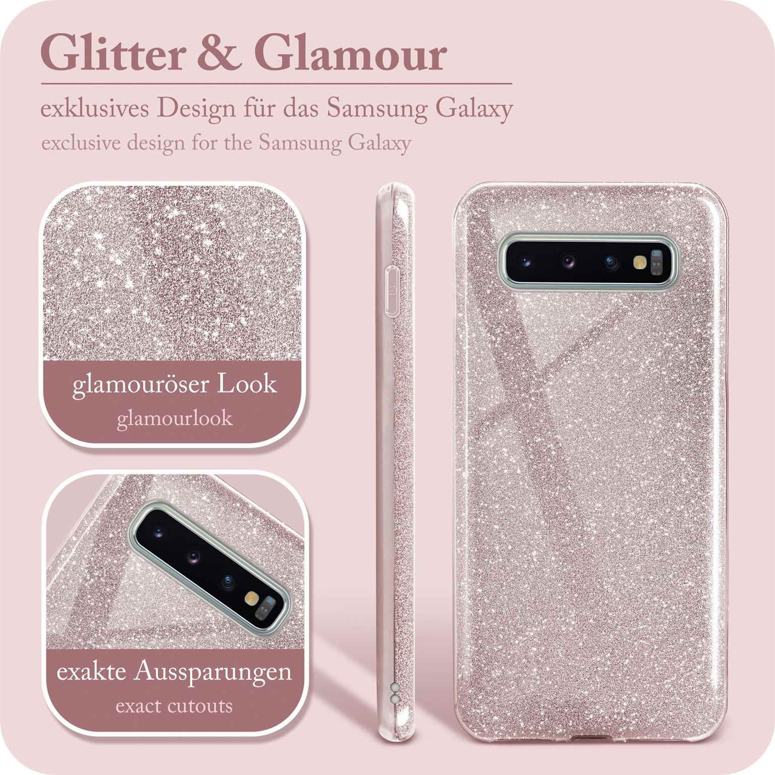 Rosé - ONEFLOW Backcover, Gloss Case, Galaxy Glitter S10 Samsung, Plus,