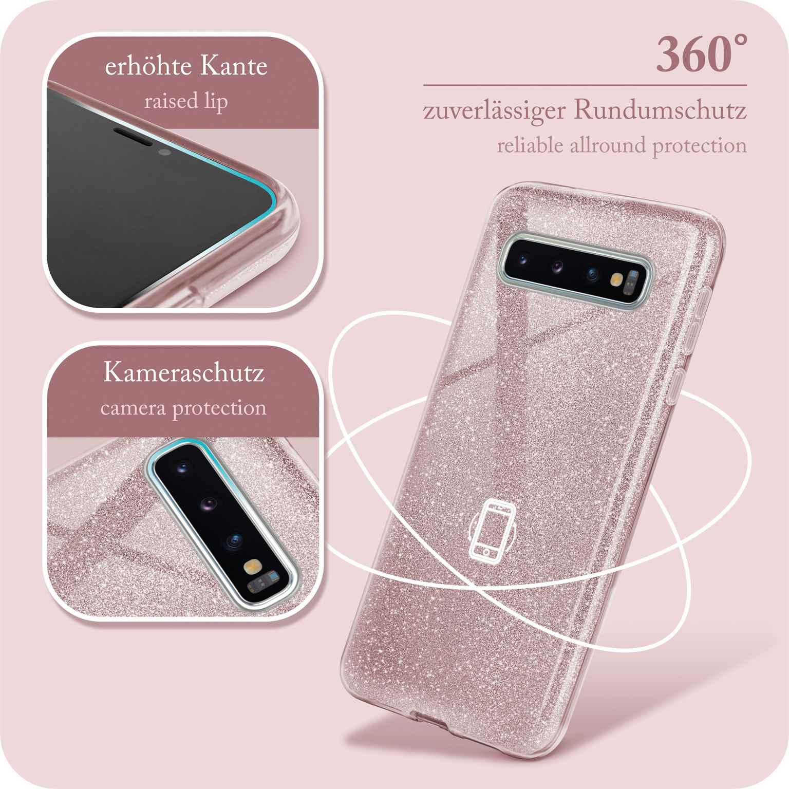 Rosé - ONEFLOW Backcover, Gloss Case, Galaxy Glitter S10 Samsung, Plus,