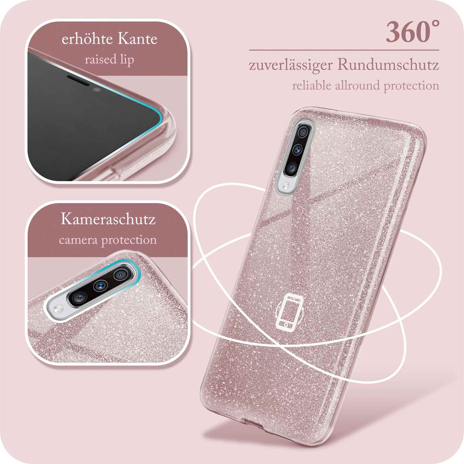 ONEFLOW Glitter Case, Backcover, A70, Gloss Galaxy - Samsung, Rosé