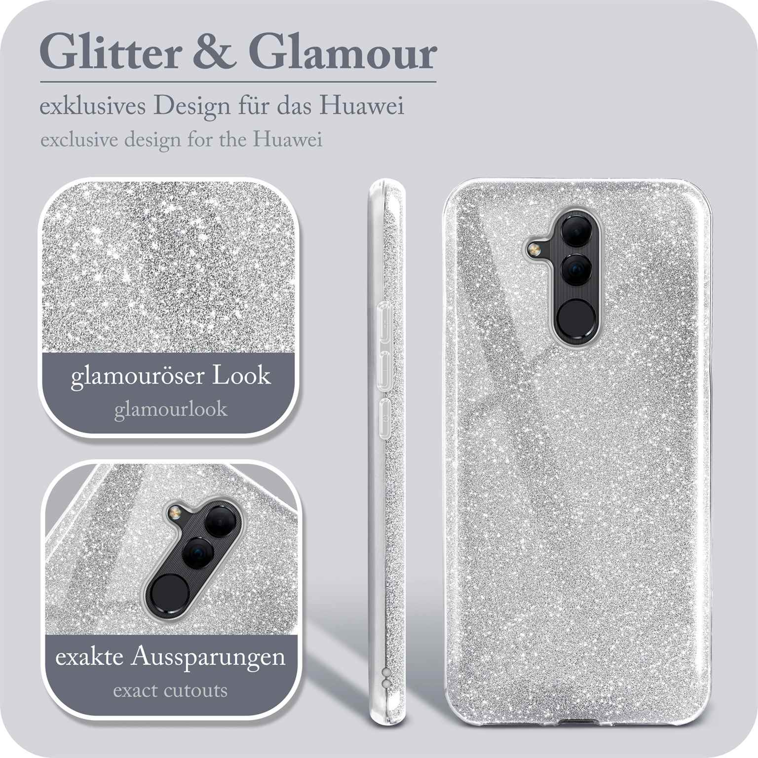 Sparkle Glitter Backcover, Silver ONEFLOW Mate - Case, Huawei, Lite, 20