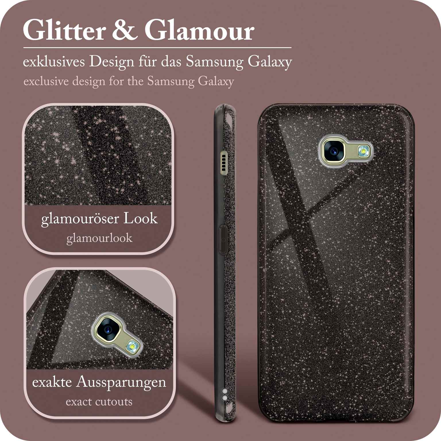 Glitter Samsung, A5 Black (2017), - ONEFLOW Glamour Case, Galaxy Backcover,