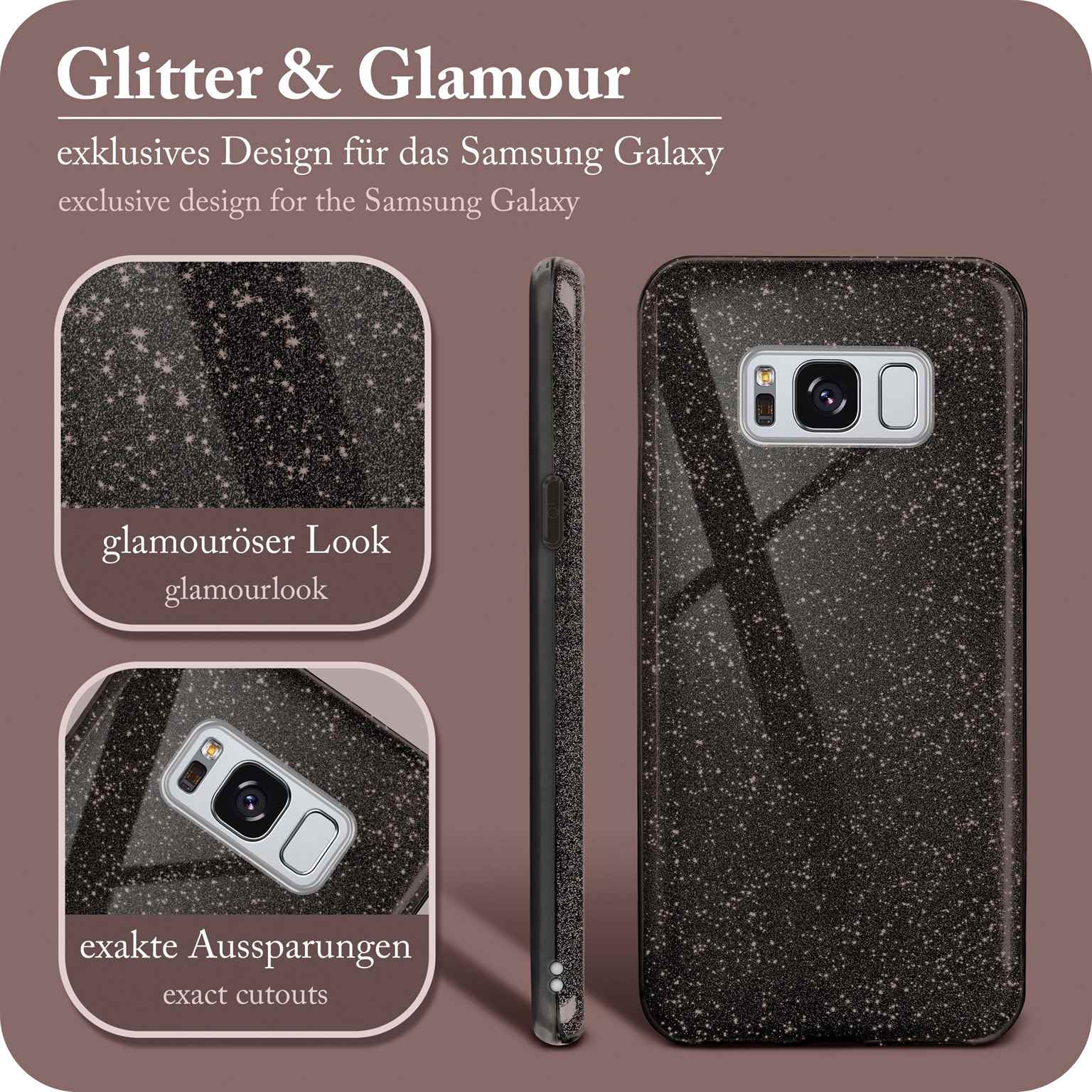 Galaxy Black S8 Glamour Backcover, ONEFLOW Plus, Case, Samsung, Glitter -